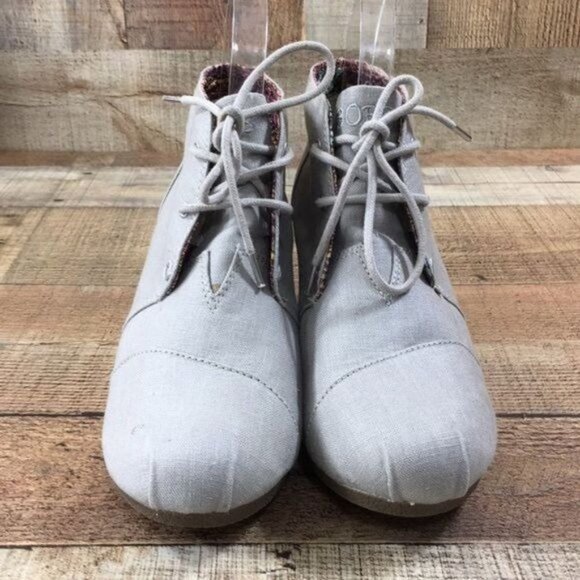 Bobs‎ Skechers Gray Wedge Ankle Booties Lace Up - Picture 3 of 11